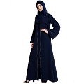 Front open abaya with piping work- Navy Blue Front open abaya with piping work- Navy Blue